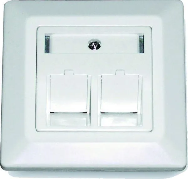 Dätwyler Unilan-Dose UPK 2xKS 1/8 leer RAL9010 schräg