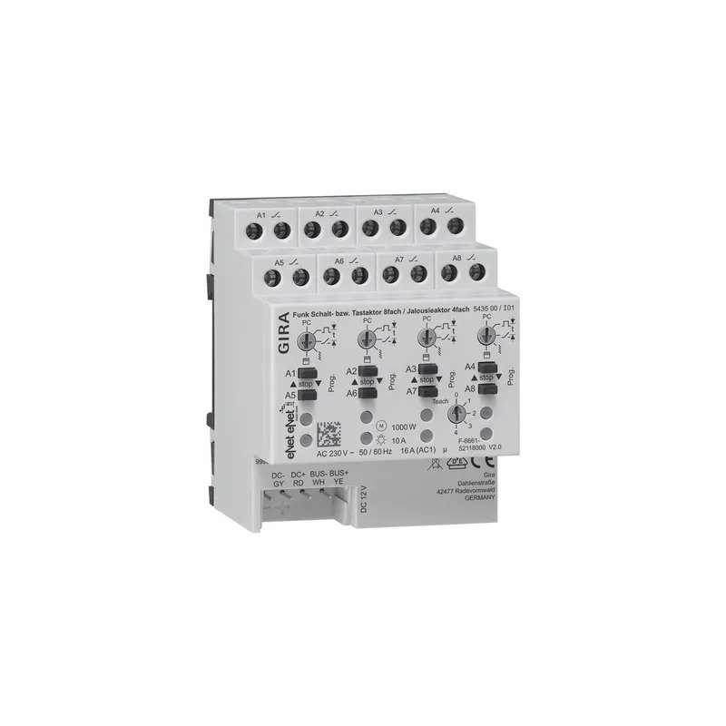 GIRA Funk-Schalt-/Jalousieaktor 543500 eNet REG 8/4fach