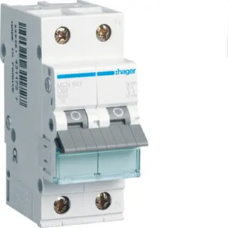 Hager Leitungsschutzschalter, Automat MCN563 1polig+N C63A 6kA 2M