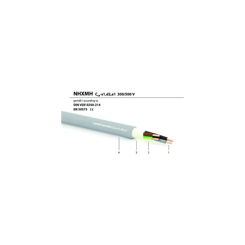 Kabelwerk Eupen Mantelleitung hfr Cca s1/d2/a1 NHXMH-J 5x1,5 RG100m grau RAL7035