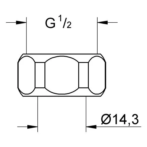 Grohe Anschlussmutter 12902 1/2" x 14,5, chrom (2 Stück)