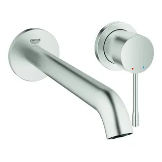 Grohe Essence 2-Loch-Waschtisch-Wandbatterie Fertigset, Ausladung 230mm, supersteel