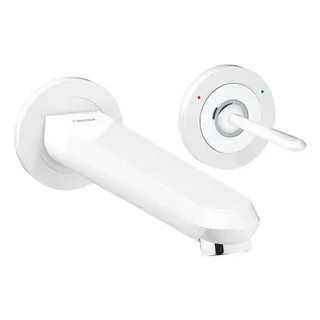 Grohe Eurodisc Joy 2-Loch-Waschtischbatterie Fertigmontageset moon white Ausladung 230 mm