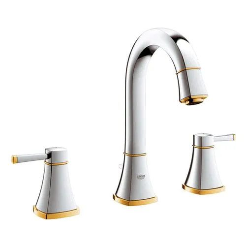 Grohe 3-Loch Waschtisch-Batterie Grandera 20389 hoher Auslauf chrom/gold