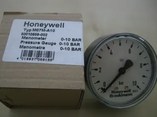 Resideo Manometer Gehäuse 63 mm, Anschlusszapfen hinten G 1/4", Teilung 0 - 10 bar