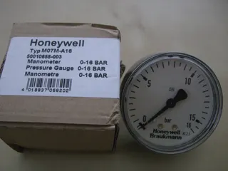 Resideo Manometer Gehäuse 63 mm, Anschlusszapfen hinten G 1/4", Teilung 0 - 16 bar