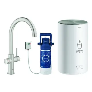 Grohe Armatur und Boiler Red Duo 30083 M-Size C-Auslauf supersteel