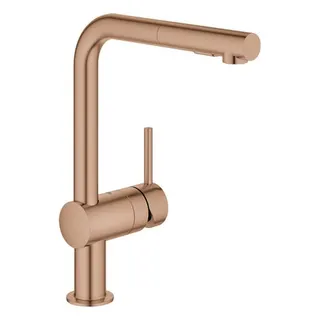 Grohe Minta Spültischmischer L-Auslauf mit ausziehbarer Spülbrause (warm sunset gebürstet)