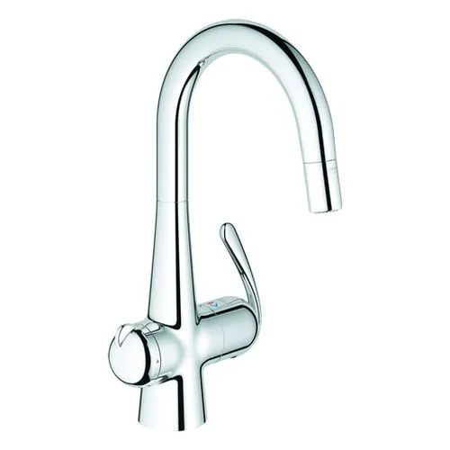 Grohe Zedra Spültisch Armatur, mit Absperrventil, ausziehbare Spülbrause, chrom
