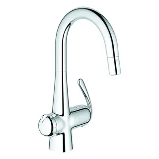 Grohe Zedra Spültisch Armatur, mit Absperrventil, ausziehbare Spülbrause, chrom