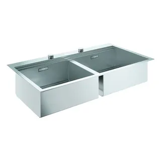 Grohe K800 Edelstahlspüle mit 2 Becken (satin), flächenbündig