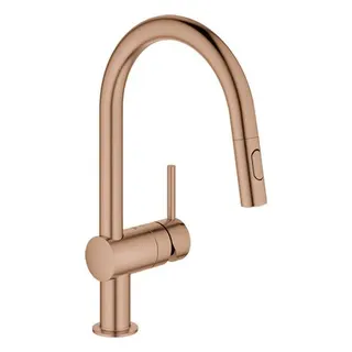 Grohe Spültischmischer Minta C-Auslauf mit ausziehbarer Spülbrause (warm sunset gebürstet)