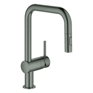 Grohe Spültischmischer Minta U-Auslauf mit ausziehbarer Spülbrause (hard graphite gebürstet)