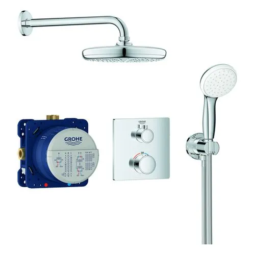 Grohe Grohtherm Duschsystem Unterputz 34729, Fertigset eckig (chrom)