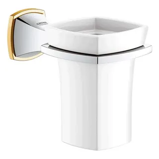 Grohe Halter Grandera 40626 mit Keramik- Mundspülglas weiß/chrom/gold