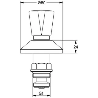 Grohe Oberteil 11515 1'' für UP-Ventile Dreikantgriff blau/rot, chrom – Bild 2