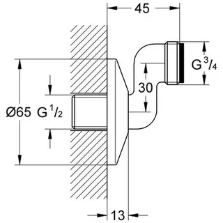 Grohe S-Anschluss 12005 Verstellbarkeit 30mm 1/2"x3/4" chrom – Bild 2