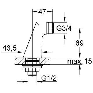 Grohe Standanschluß 12030 1/2"x3/4"x70 chrom – Bild 2