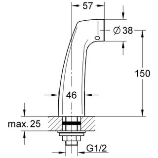 Grohe Standanschluss 12036 f.Europlus u. Florida Steckanschluss 1/2" x 150, chrom – Bild 2