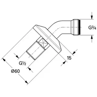 Grohe Anschluss 12110 für Vertica-Batterien 1/2" x 3/4" 45, chrom – Bild 2