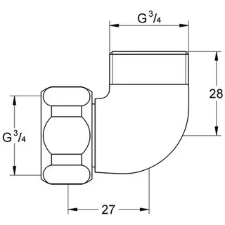 Grohe Anschlusswinkel 12419 3/4" x 3/4", chrom – Bild 2
