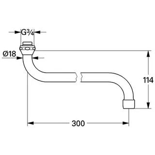 Neoperl S-Auslauf (wie Grohe 13017) Ausladung 301mm Verschraubung 3/4'', chrom – Bild 2