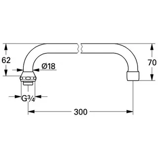 Grohe U-Auslauf 13034 Ausladung 301mm für Küchen-Wandbatterien, 1/2'', chrom – Bild 2