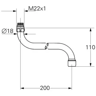 Grohe Rohrauslauf 13051 Ausladung 200mm schwenkbar M22 x 1, chrom – Bild 2