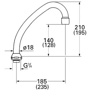 Grohe Rohrauslauf 13070 Ausladung 185mm ohne Anschlag DN15, chrom – Bild 2