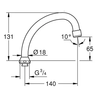 Grohe Rohrauslauf 13071 Ausladung 140mm schwenkbar o. Anschlag, chrom – Bild 2