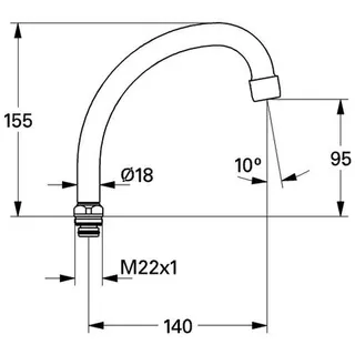 Grohe Rohrauslauf Costa 13072 schwenkbar Ausladung 140mm M22x1x95 chrom – Bild 2