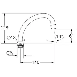 Grohe Rohrauslauf 13076 Ausladung 140mm schwenkbar mit Anschlag, chrom – Bild 2