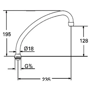 Grohe Rohrauslauf 13077 Ausladung 235mm ohne Anschlag, chrom – Bild 2