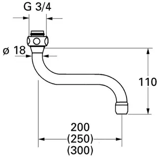 Grohe S-Auslauf 13084 Ausladung 200mm für Küchen-Wandbatterien DN15, chrom – Bild 2
