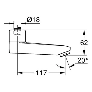 Grohe Gussauslauf 13137 Ausladung 115 mm, chrom – Bild 2