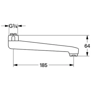 Grohe Gussauslauf 13430 3/4" mit Anschlagbegrenzer Ausld.185 H:64, chrom – Bild 2