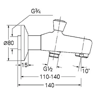 Grohe Wanneneinlauf 13435 Ausl. 140mm mit automatischer Umstellung, chrom – Bild 2