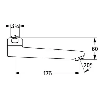 Grohe Gussauslauf 13462 3/4" Ausladung: 175 Höhe: 60, chrom – Bild 2