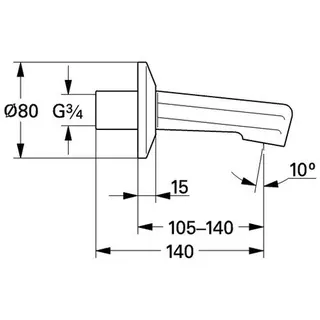 Grohe Wanneneinlauf 13540 DN20 Ausladung 140mm, chrom – Bild 2