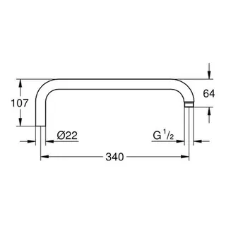 Grohe Brausearm Rainshower 14014 für Duschsysteme Ausladung 390 mm, chrom – Bild 2