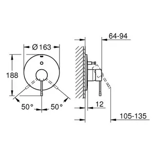 Grohe Essence Wannen Armatur UP Fertigmontageset, hard graphite – Bild 2