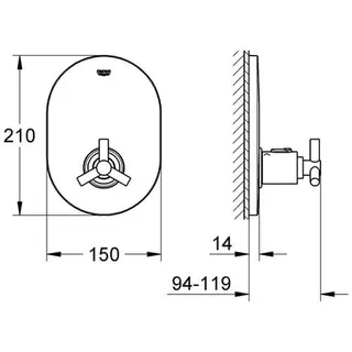 Grohe UP-THM-Zentralbatterie Atrio 19392 FMS für Rapido T Ypsilon-Griff, chrom – Bild 2
