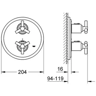 Grohe Atrio Thermostat Brause Fertigset mit Ypsilon-Griff chrom 19394 – Bild 2