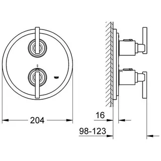Grohe UP-THM-Wannenbatterie Atrio 19399 FMS für Rapido T Jota-Griff, chrom – Bild 2