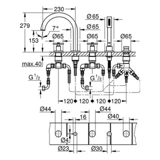 Grohe Atrio 5-Loch Wannenkombination (hard graphite gebürstet) – Bild 2