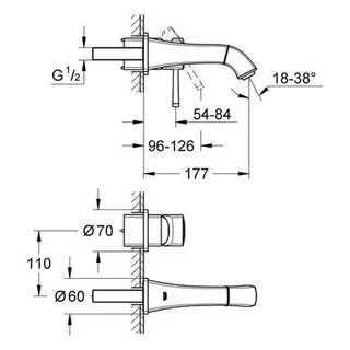 Grohe Grandera 2-Loch Waschtisch Wandarmatur, chrom – Bild 2
