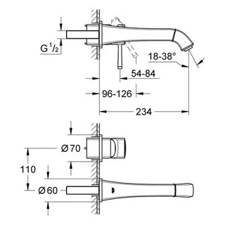 Grohe Grandera 2-Loch-Waschtisch Wandarmatur chrom – Bild 2