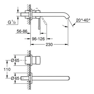 Grohe 2-Loch-Waschtischmischer Fertigset Essence 230 mm (cool sunrise) – Bild 2