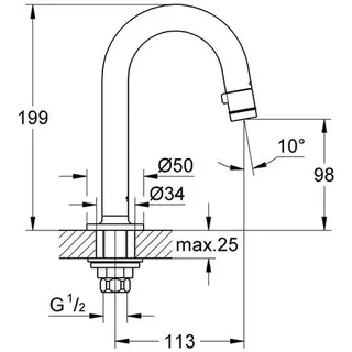 Grohe Universal Waschtisch Standventil mit C-Auslauf – Bild 2