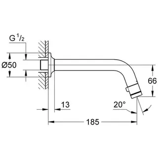 Grohe Universal Waschtisch-Wandauslaufventil 20203 Ausladung 185mm chrom – Bild 2